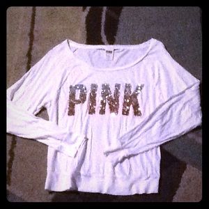 PINK long sleeve sequin top